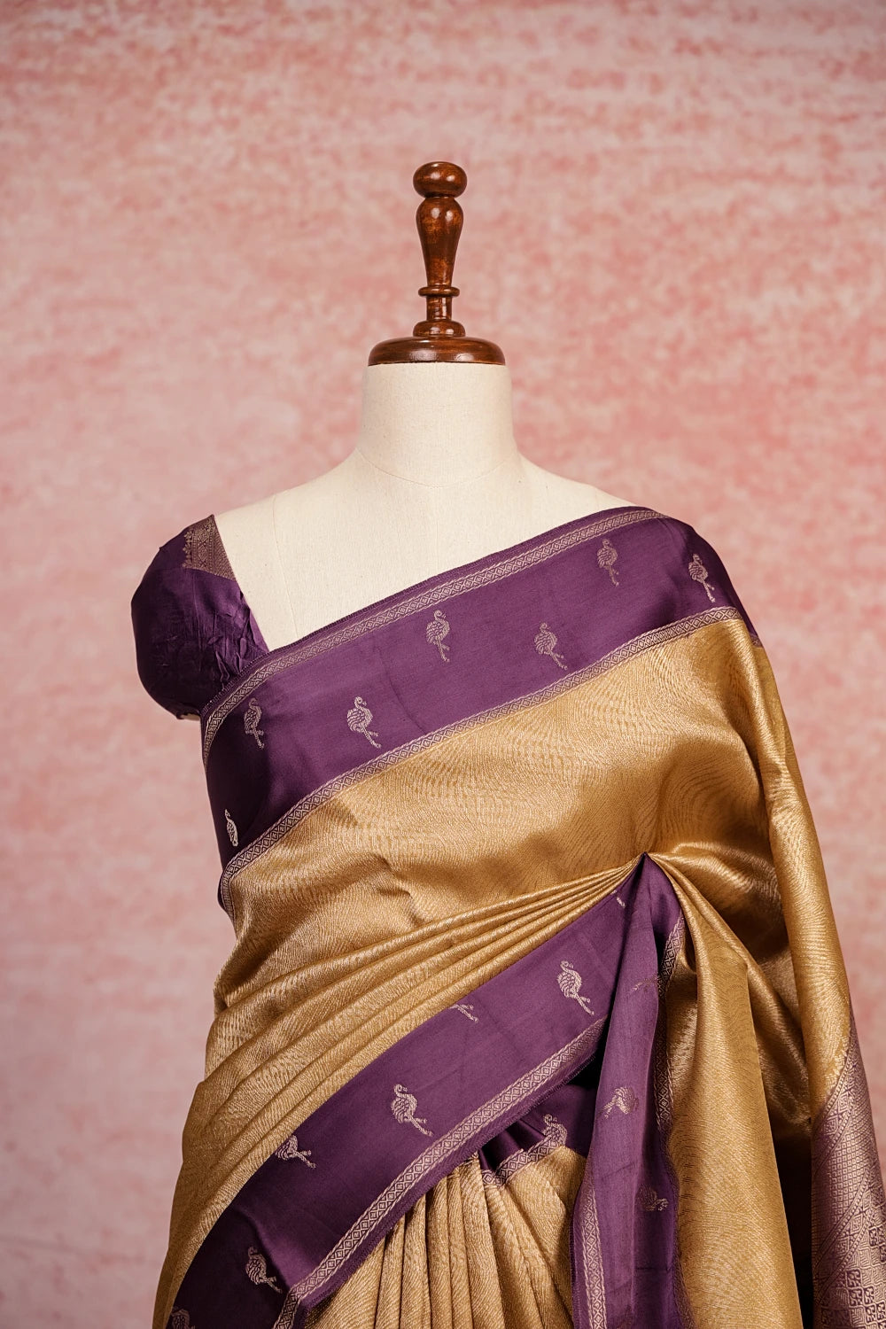 Gold Crepe Tissue Saree