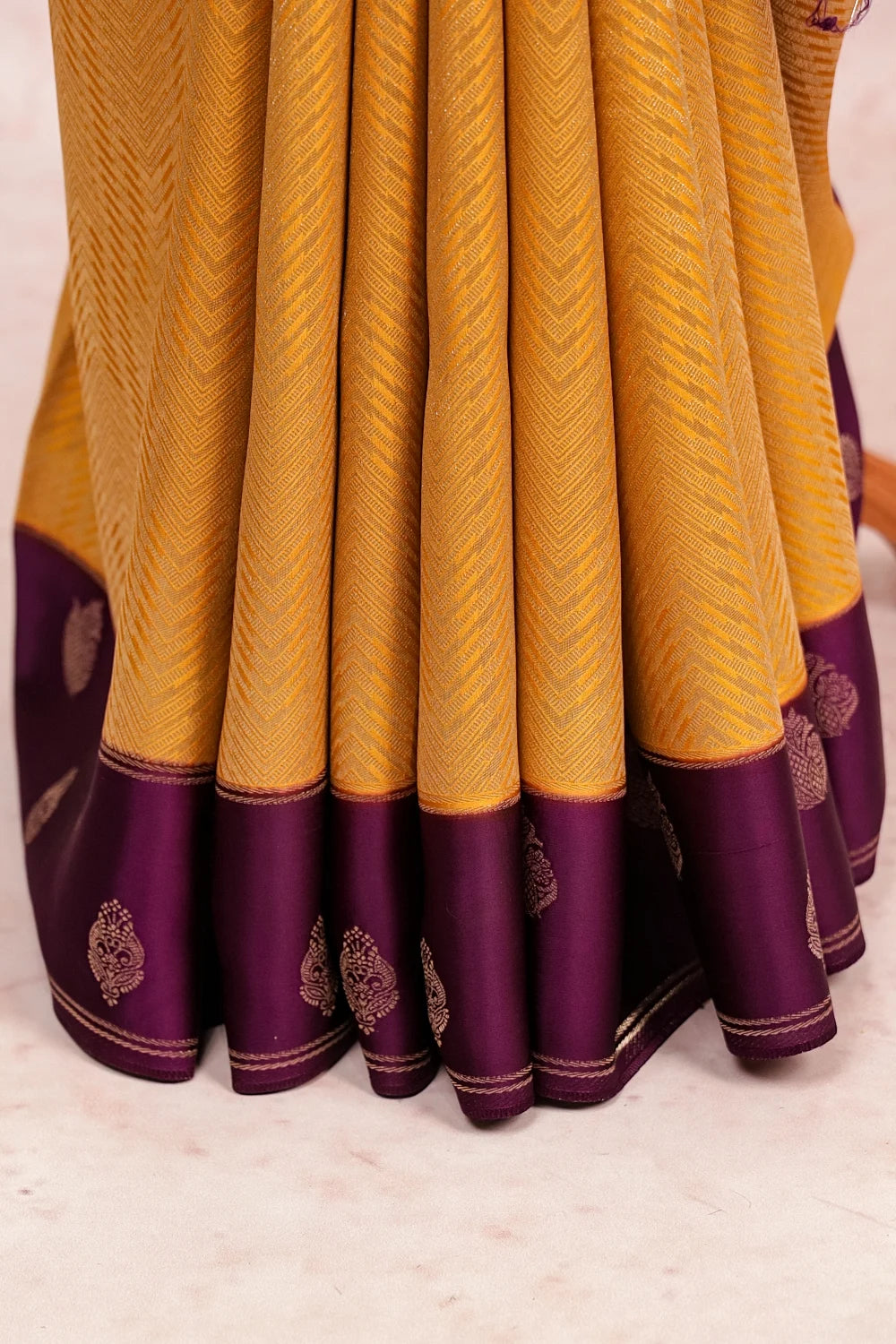 Mango Yellow Crepe Tissue Saree