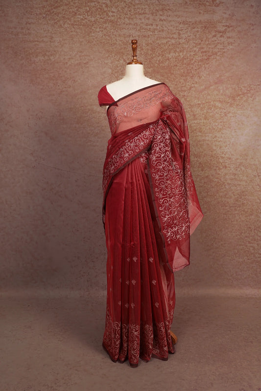 Reddish Maroon Kota Saree