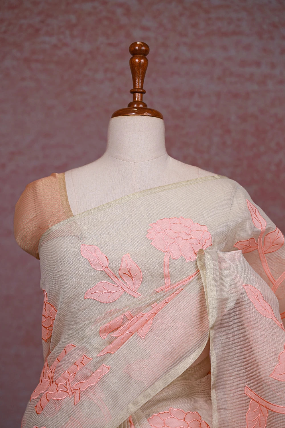 Cream Net Kota Saree