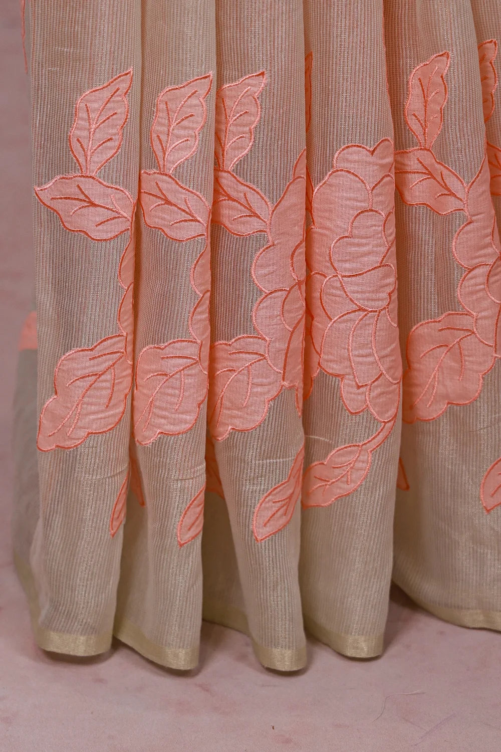 Cream Net Kota Saree
