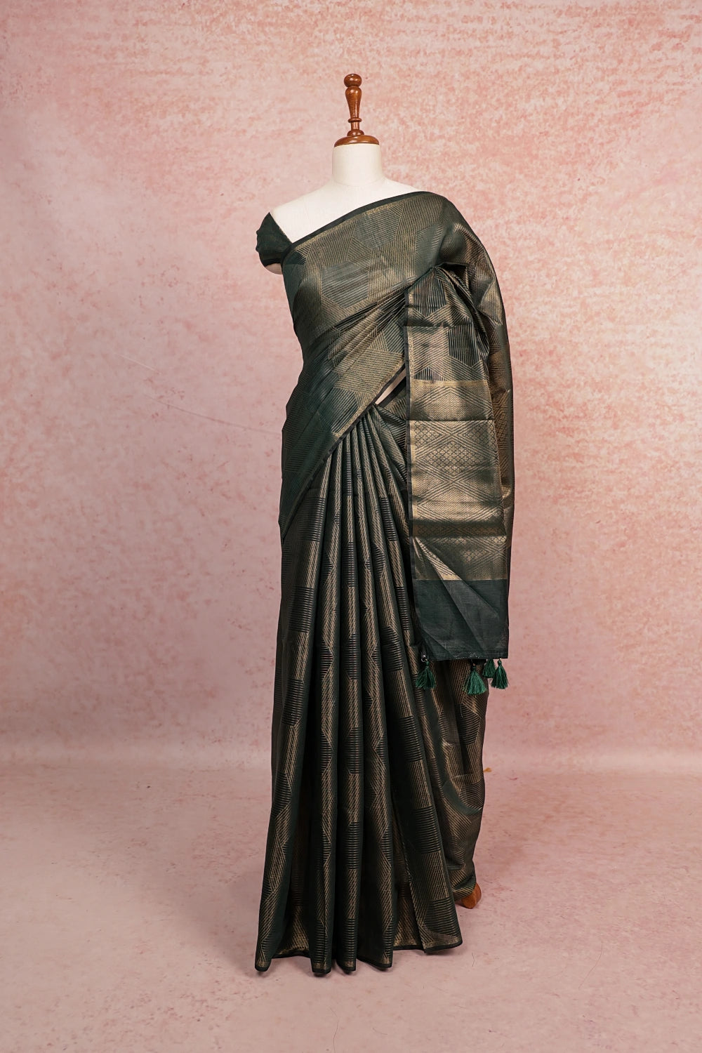 Bottle Green Art Silk Saree