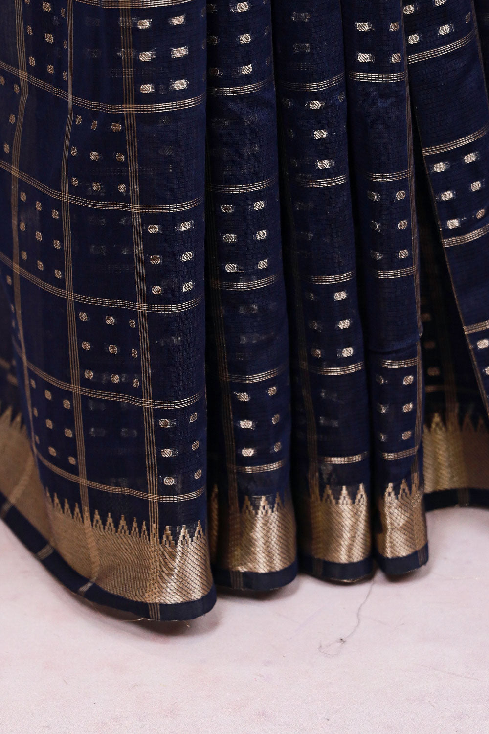 Navy Blue Cotton Silk Saree