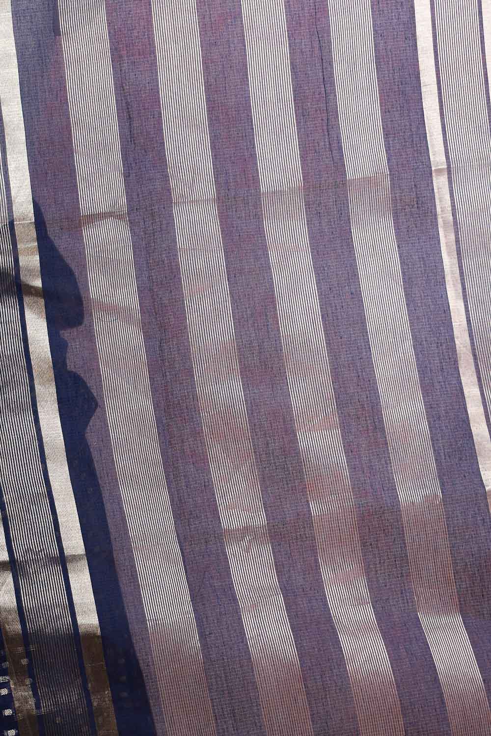 Navy Blue Cotton Silk Saree