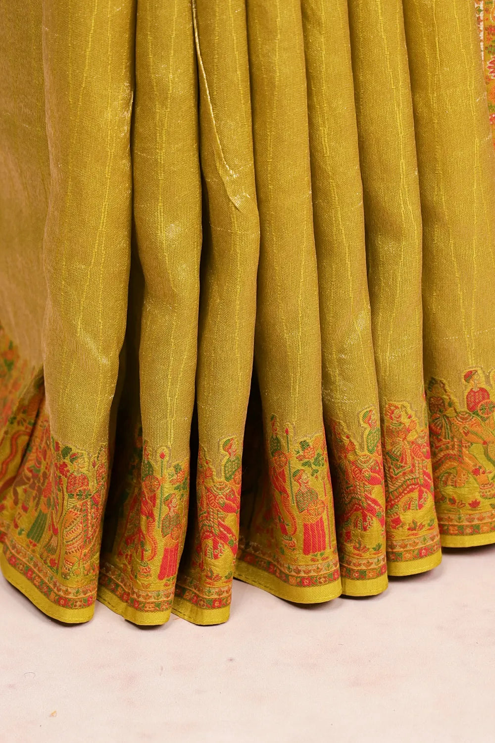 Parrot Green Banarasi Silk  Saree