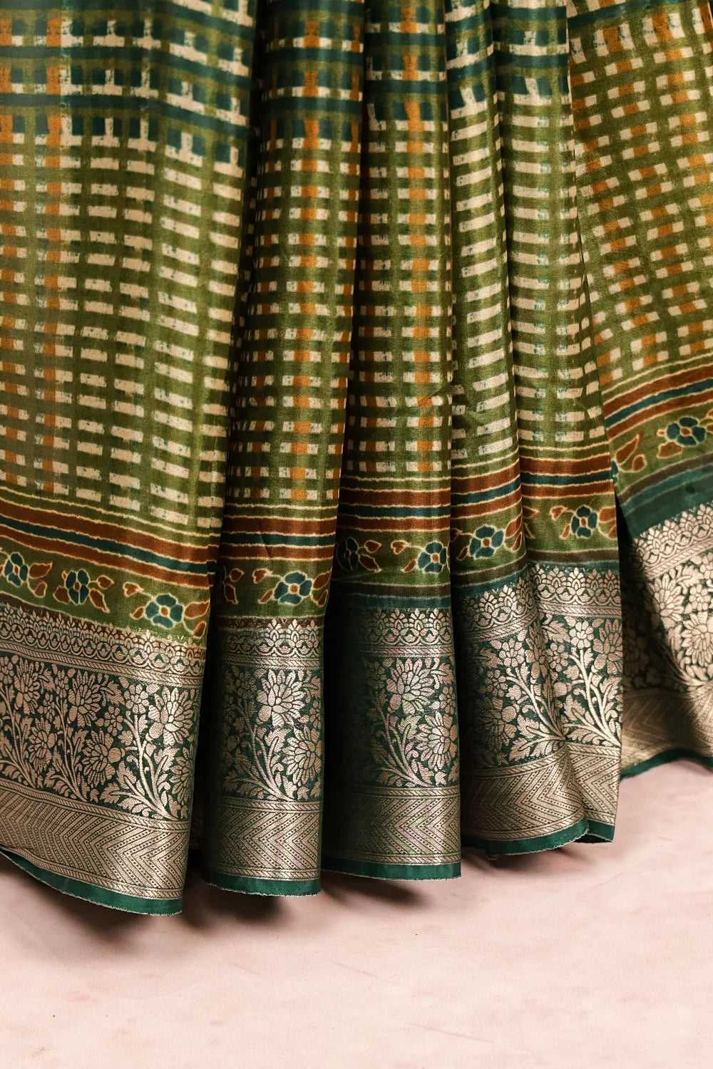 Green Semi Crepe Saree