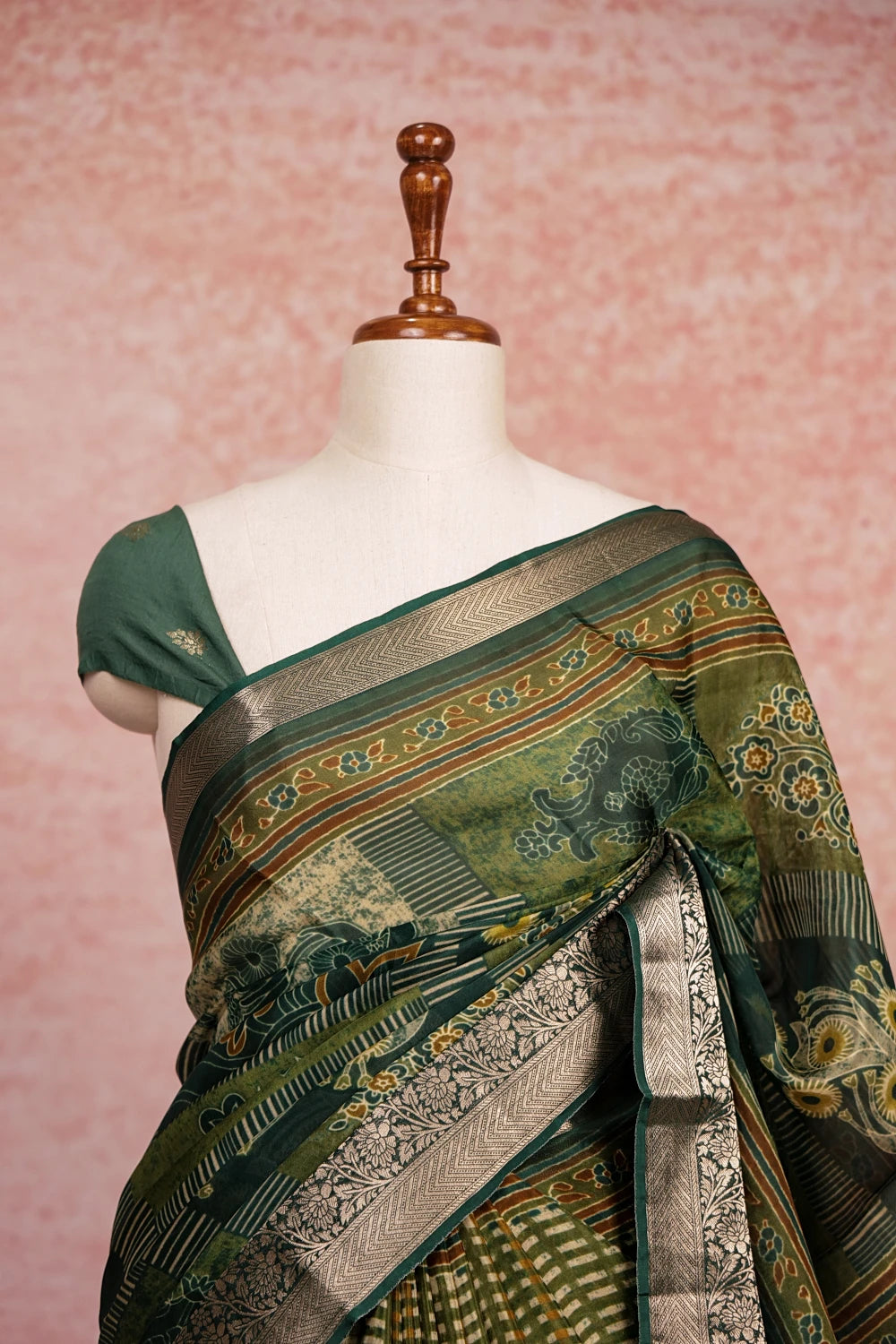 Green Semi Crepe Saree