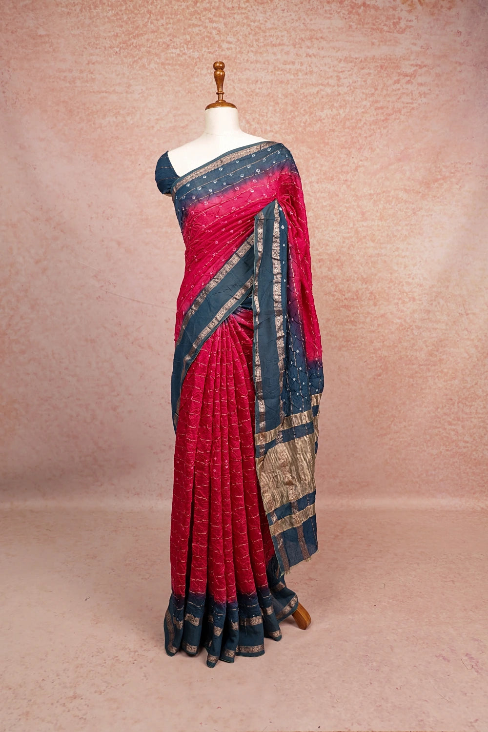 Rani Pink Bandhani Saree