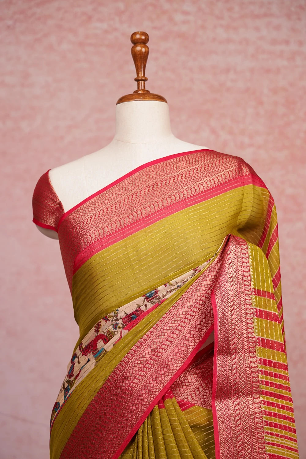 Parrot Green Crepe Saree