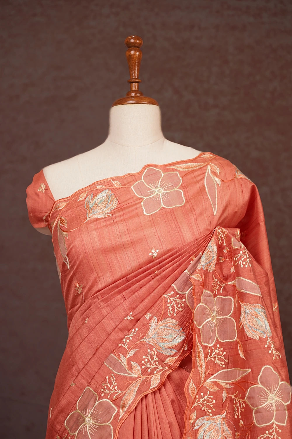 Peach Semi Jute Silk Saree