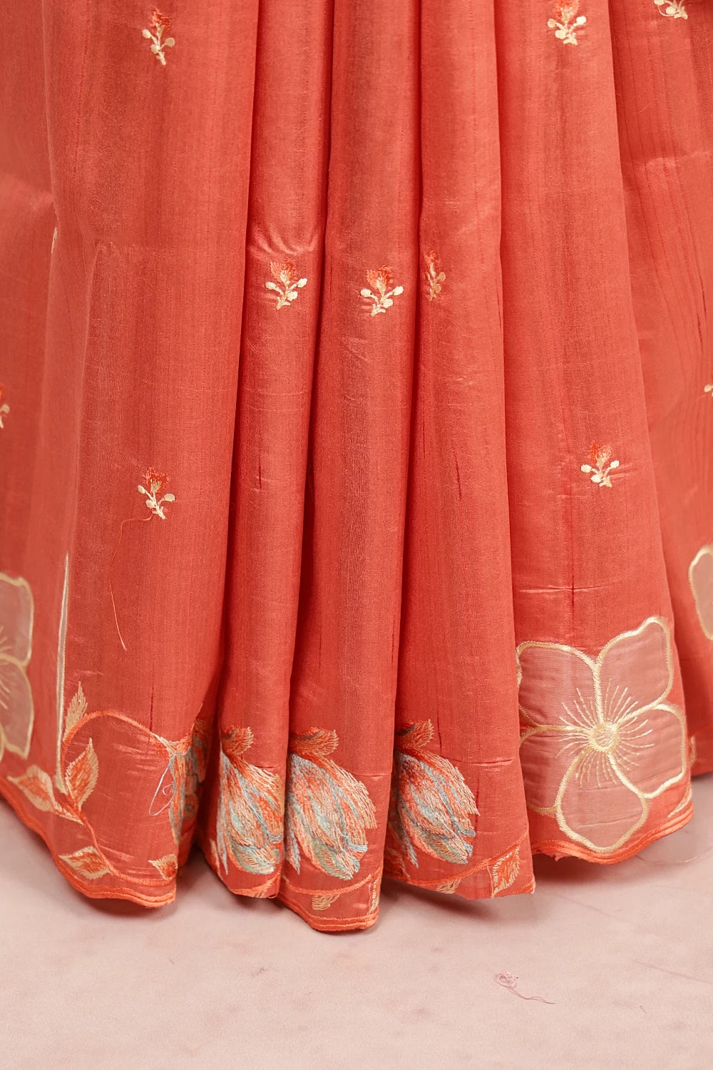 Peach Semi Jute Silk Saree