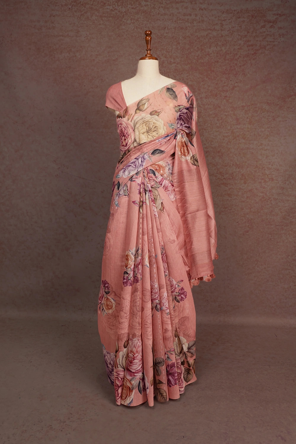 Onion Pink Semi Linen Saree