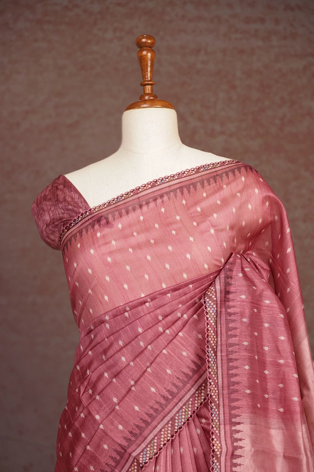 Onion Pink Organza Tussar Saree