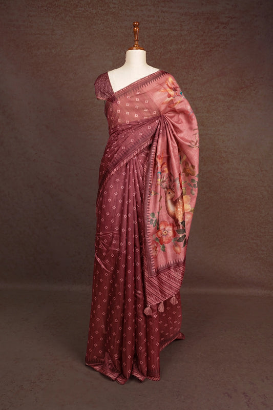 Onion Pink Semi Organza Saree