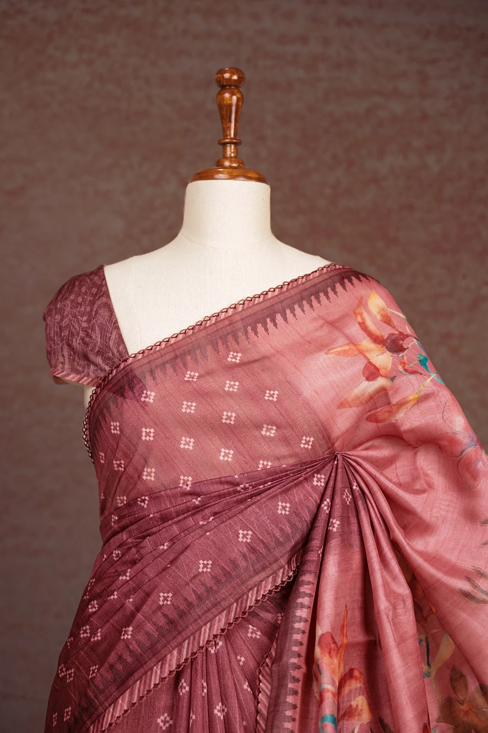 Onion Pink Semi Organza Saree