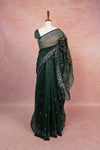 Bottle Green Net Kota Saree