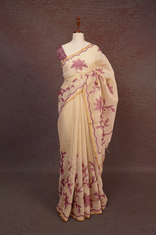 Golden Linen Tissue Saree