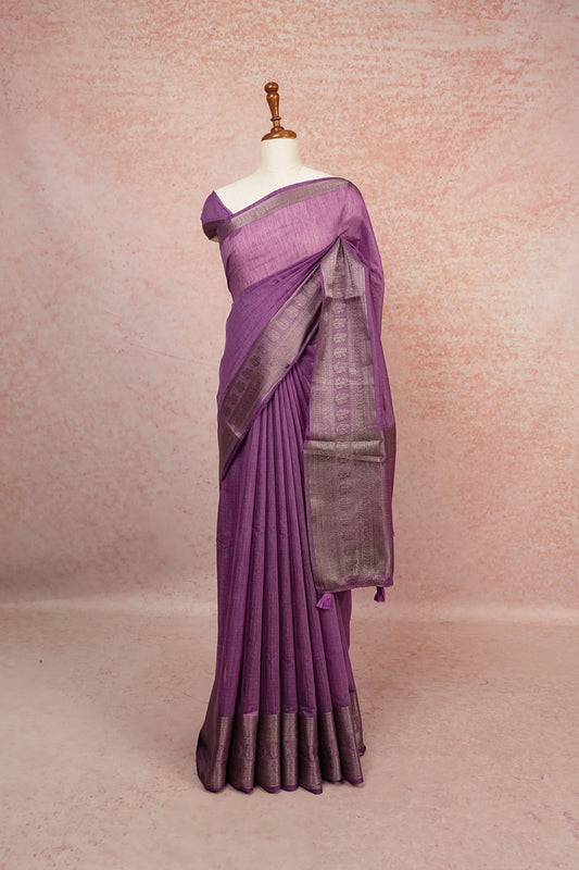 Dark Lavender Linen Silk Saree
