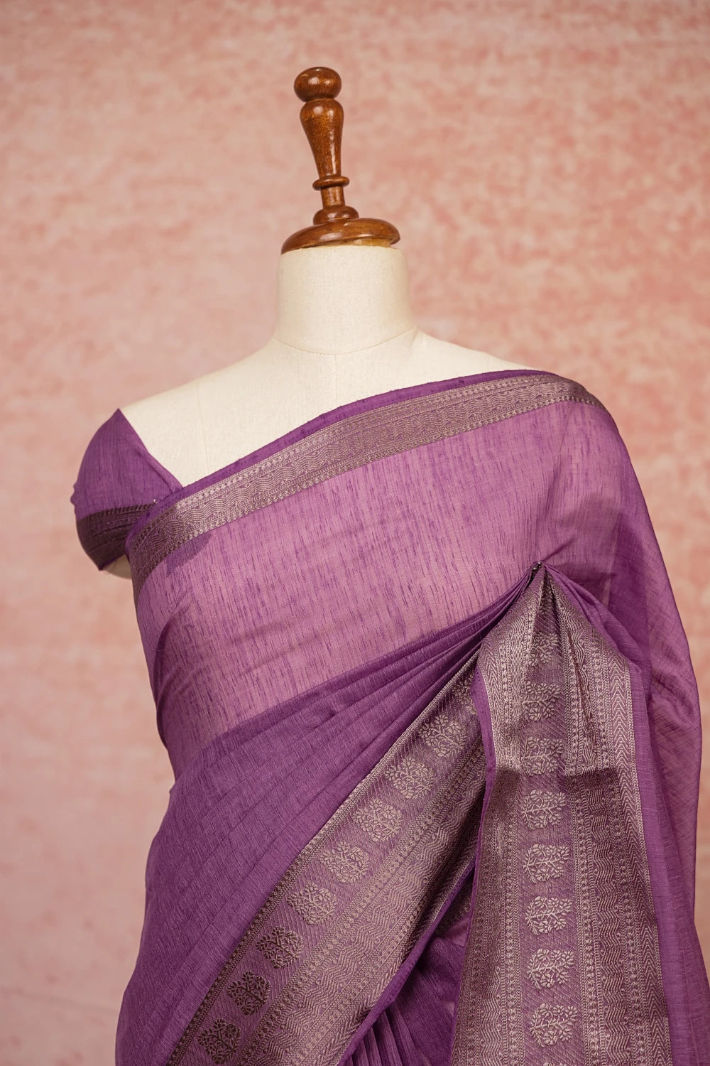 Dark Lavender Linen Silk Saree