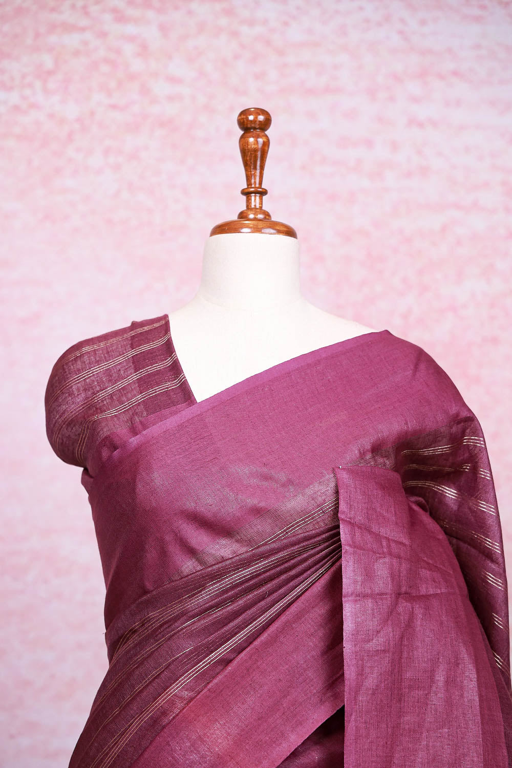 Wine Semi Linen Saree