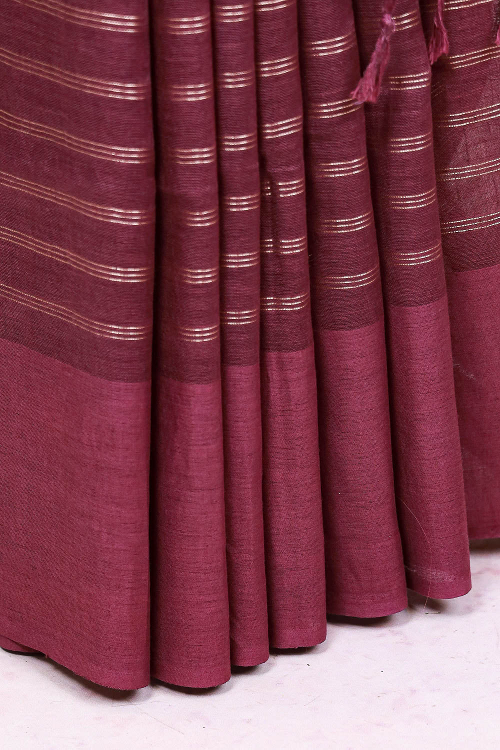 Wine Semi Linen Saree