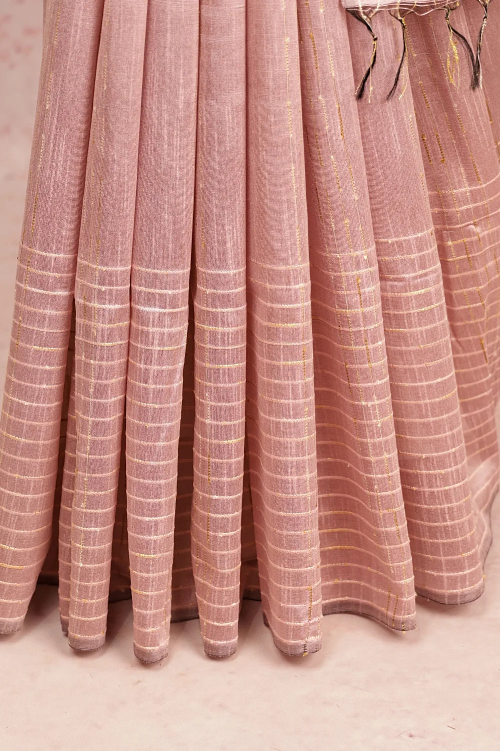 Pastel Pink Tussar Jute Saree