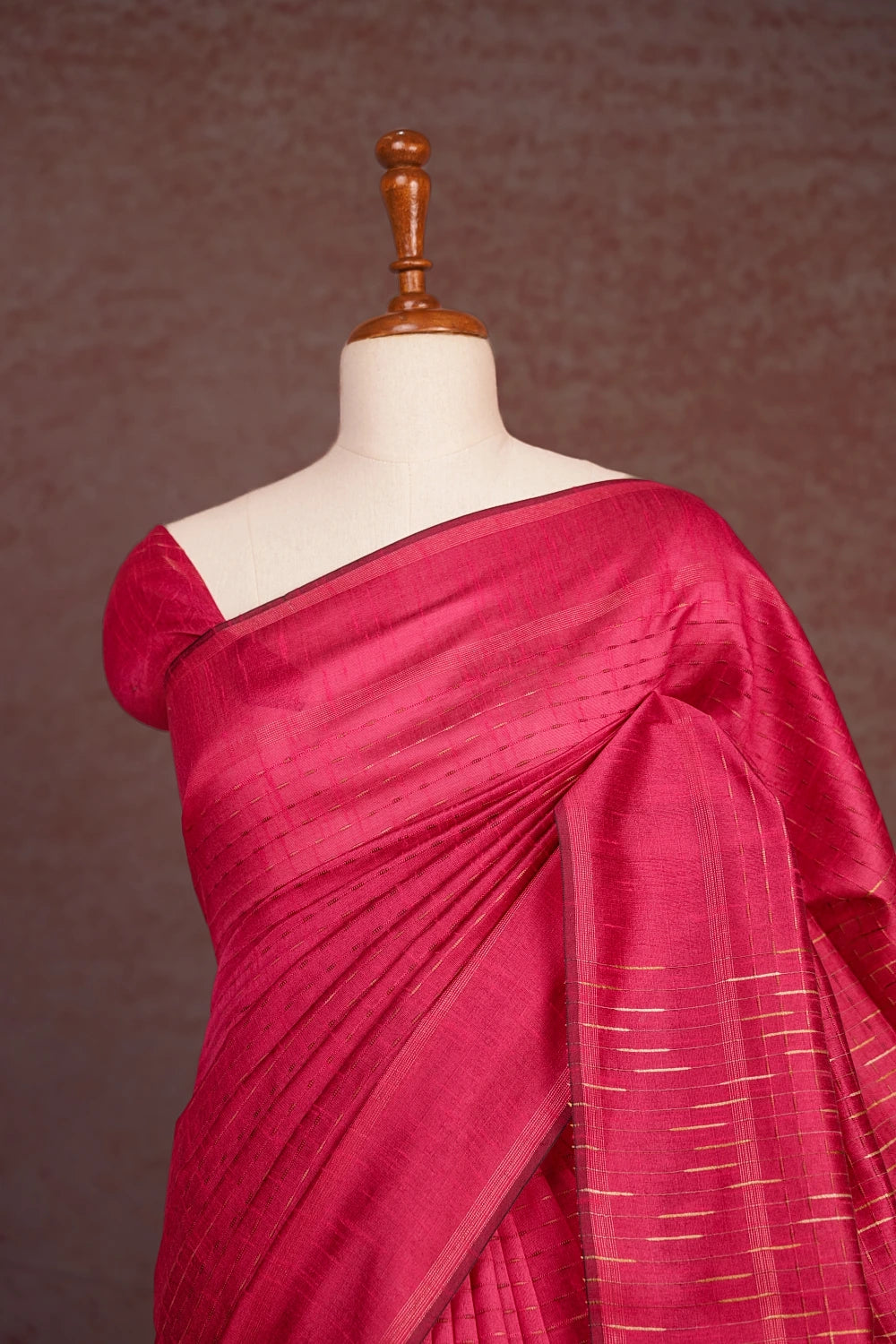 Dark Pink Tussar Jute Saree