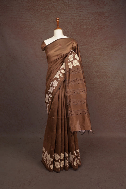 Coffee Brown Semi Jute Silk Saree