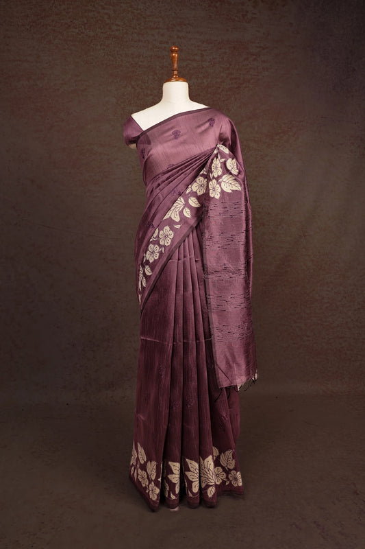 Dark Lavender Semi Jute Silk Saree