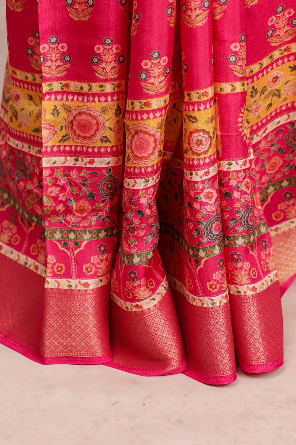Magenta Semi Chanderi  Saree