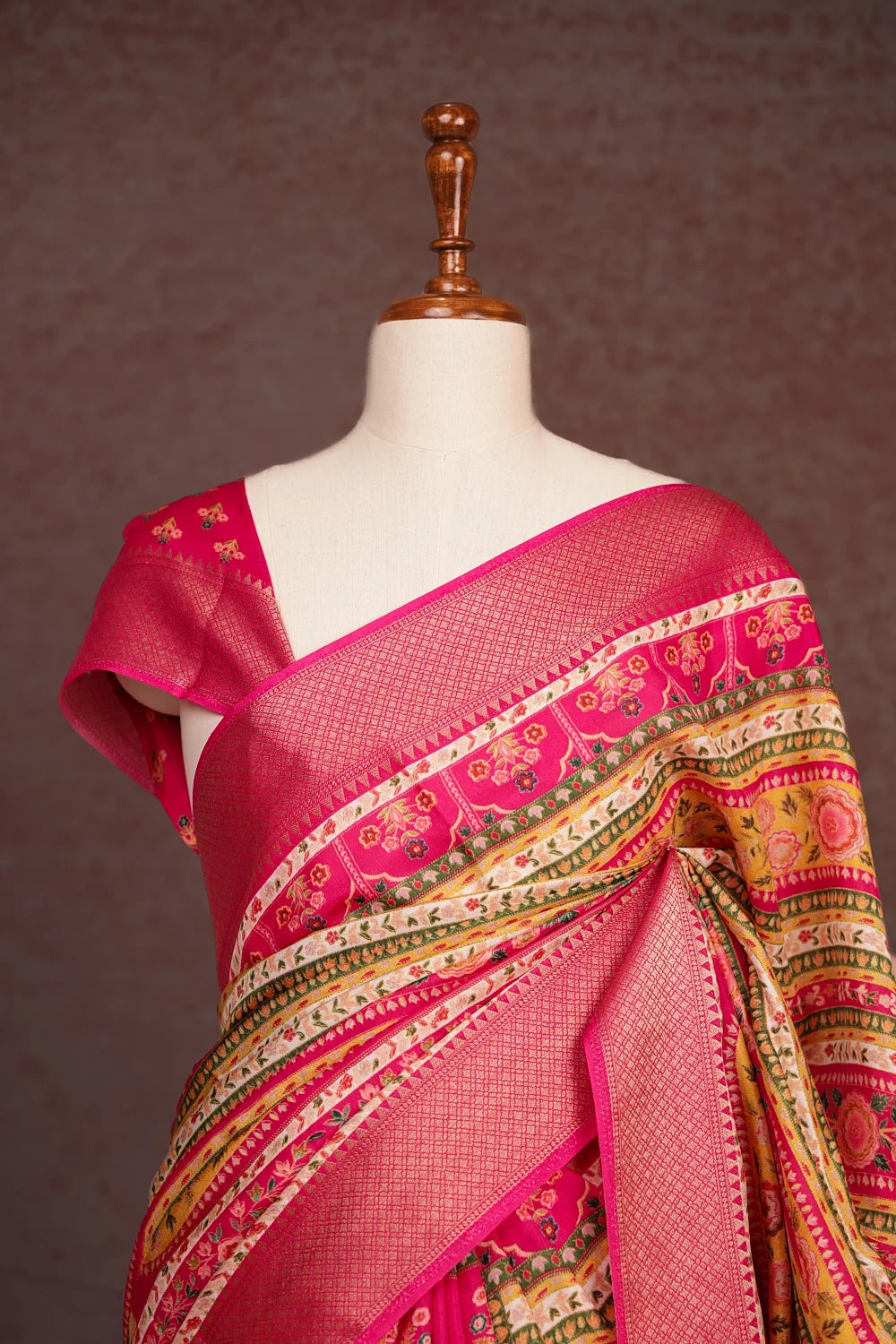 Magenta Semi Chanderi  Saree