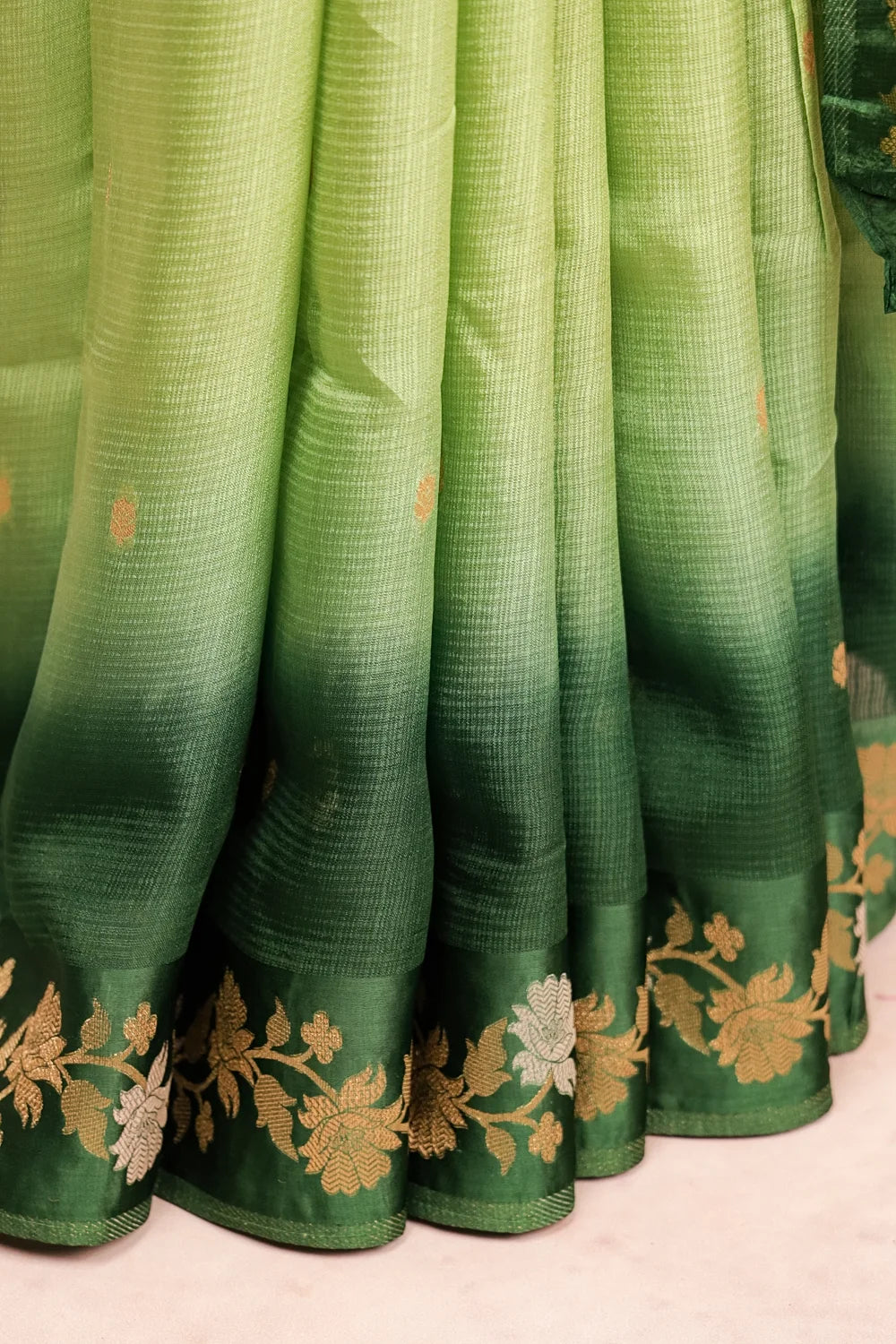 Light Green Semi Banarasi Saree