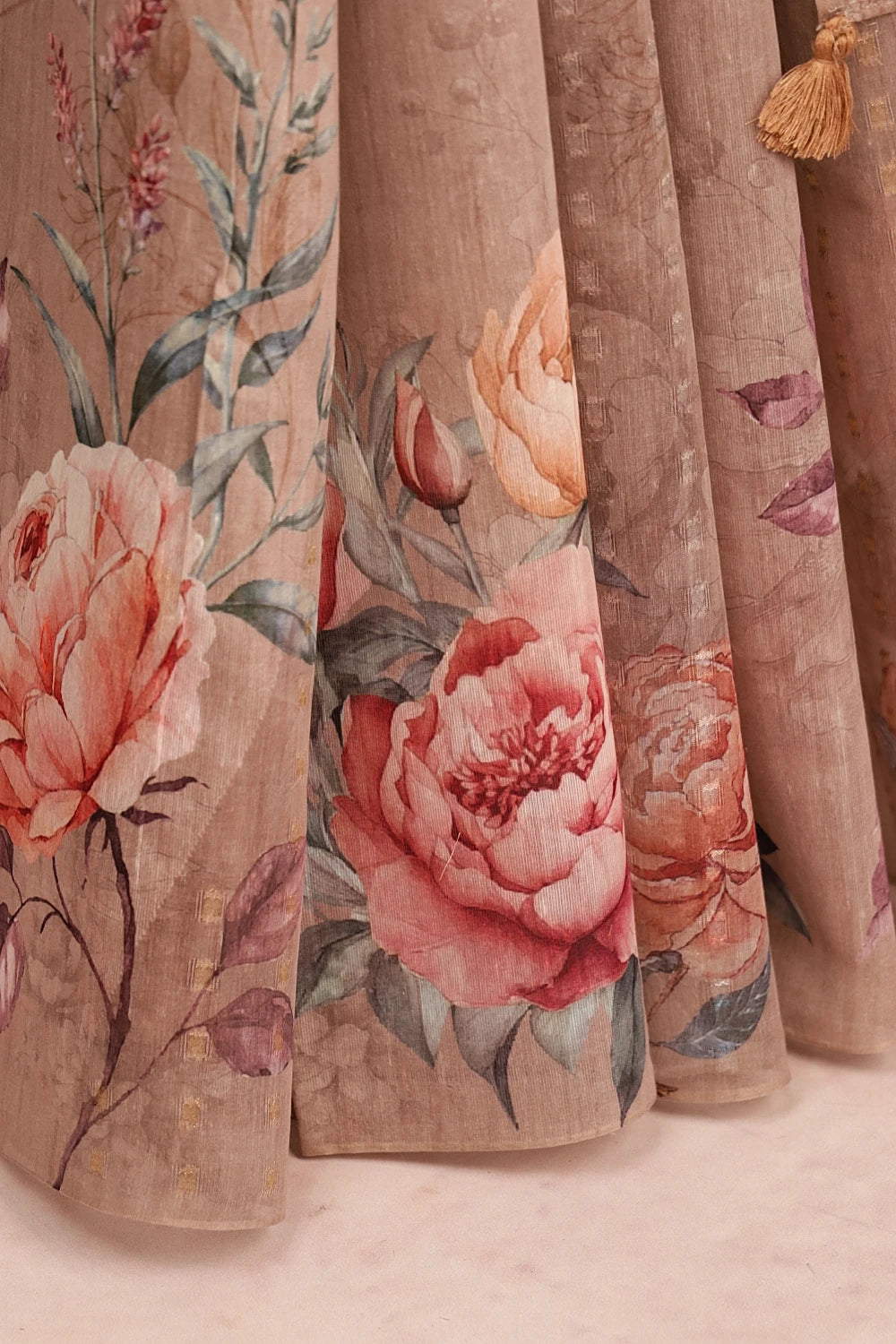 Pastel Brown Semi Linen Saree