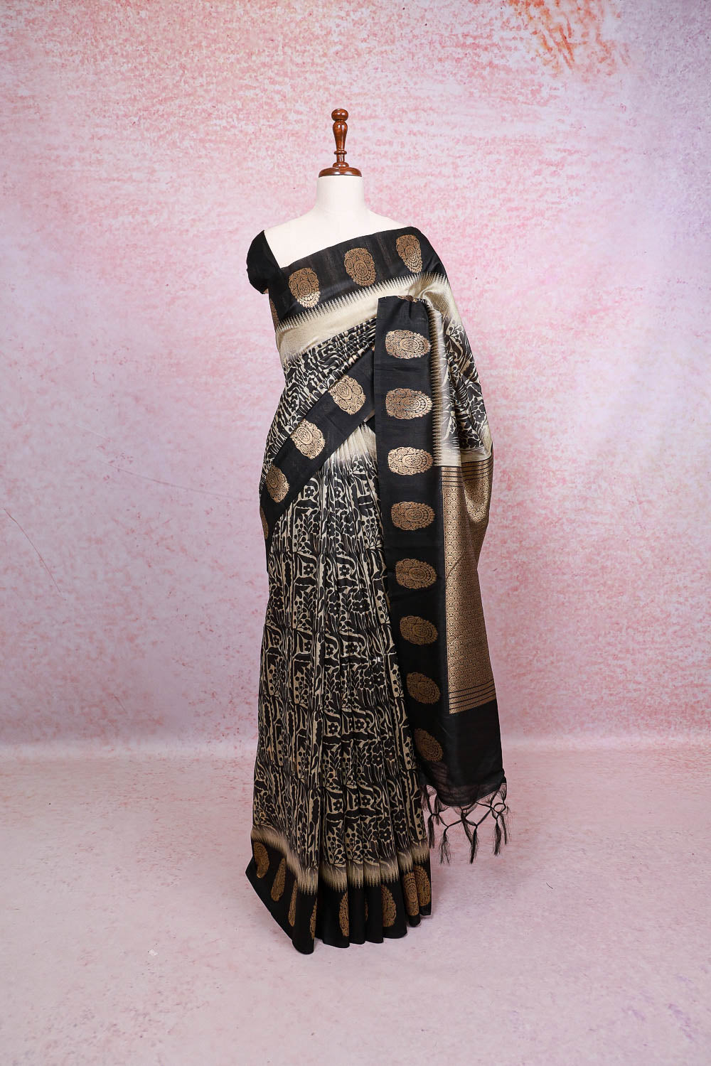 Cream Semi Tussar Saree