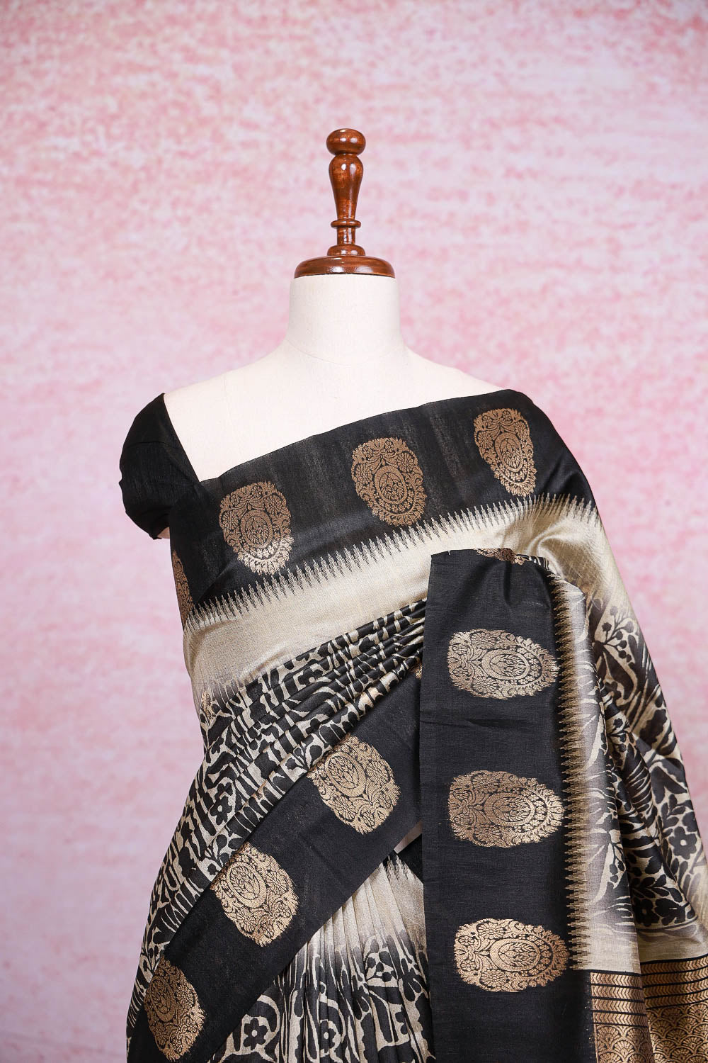 Cream Semi Tussar Saree