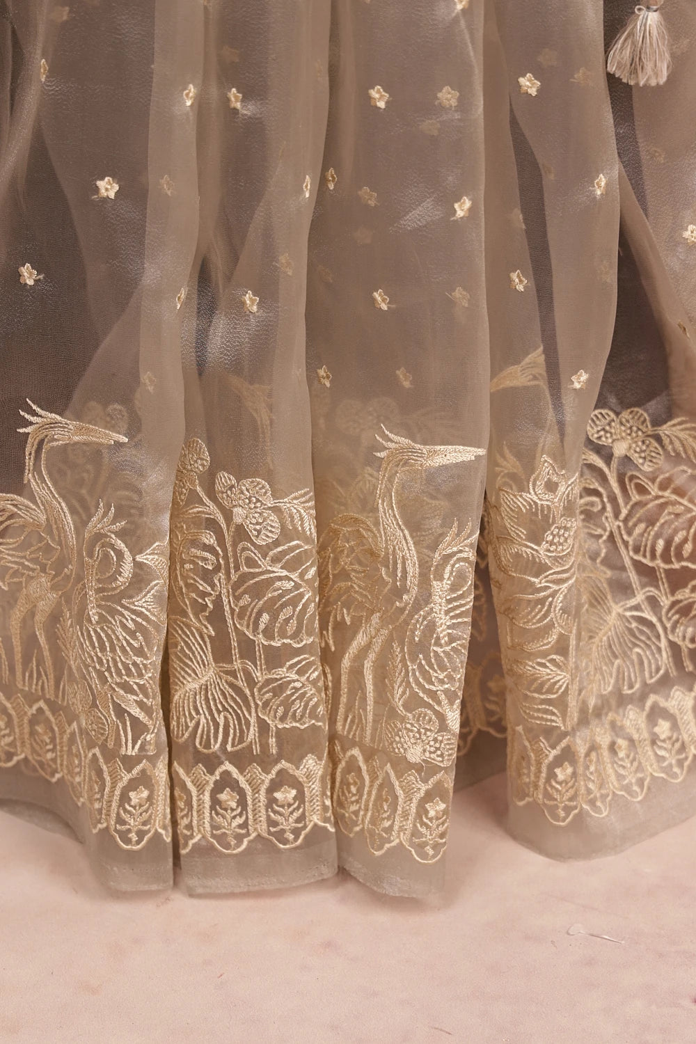 Light Grey Glass Organza Saree