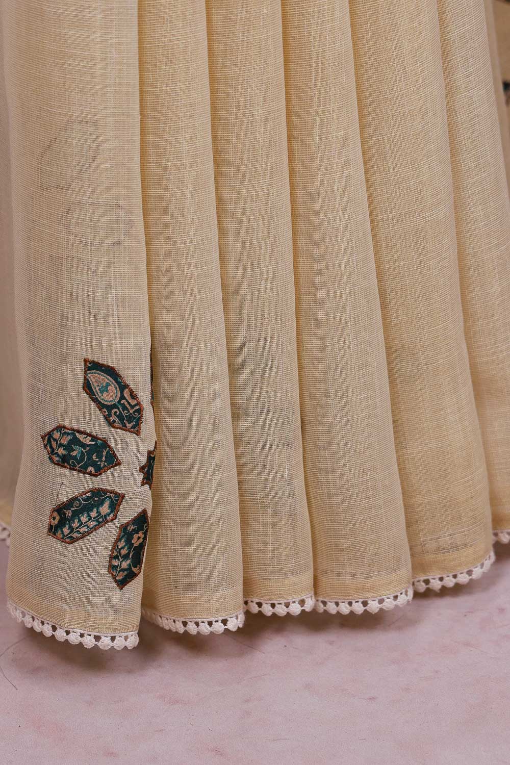 Cream Semi Linen Saree