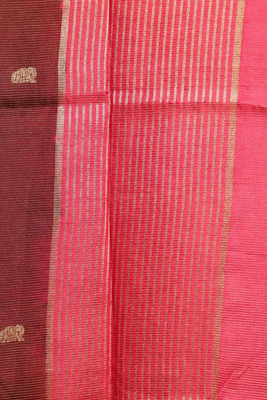 Dark Brown Semi Banarasi Saree