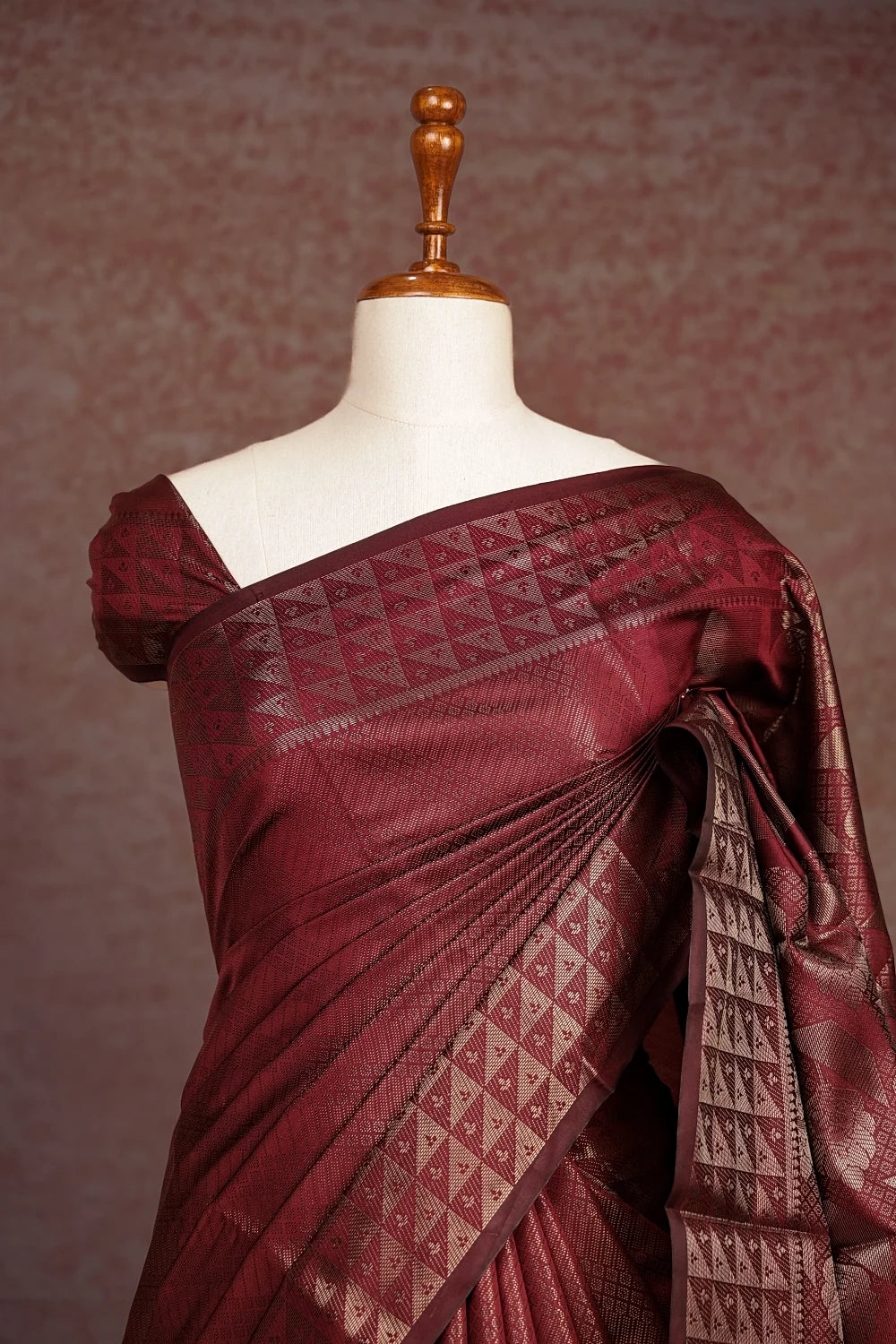 Dark Maroon Semi Silk Saree