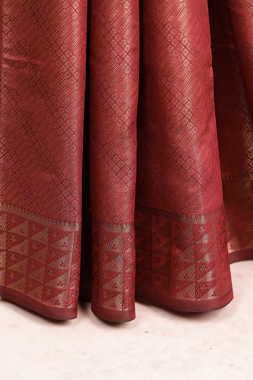 Dark Maroon Semi Silk Saree