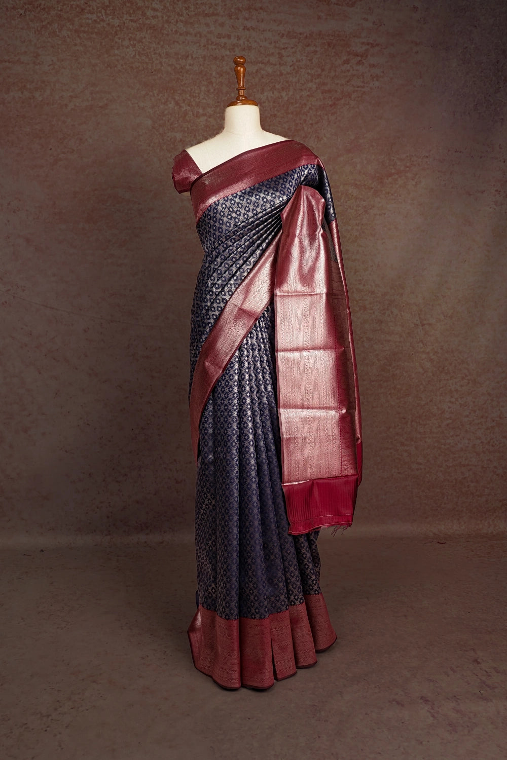 Navy Blue Semi Silk Saree