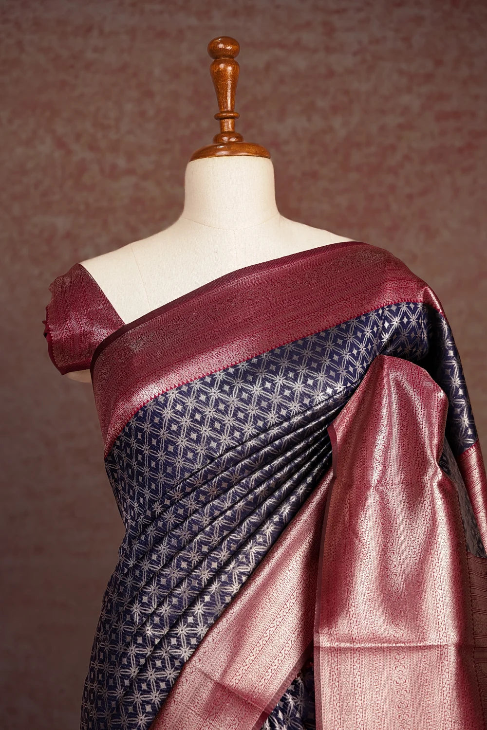 Navy Blue Semi Silk Saree