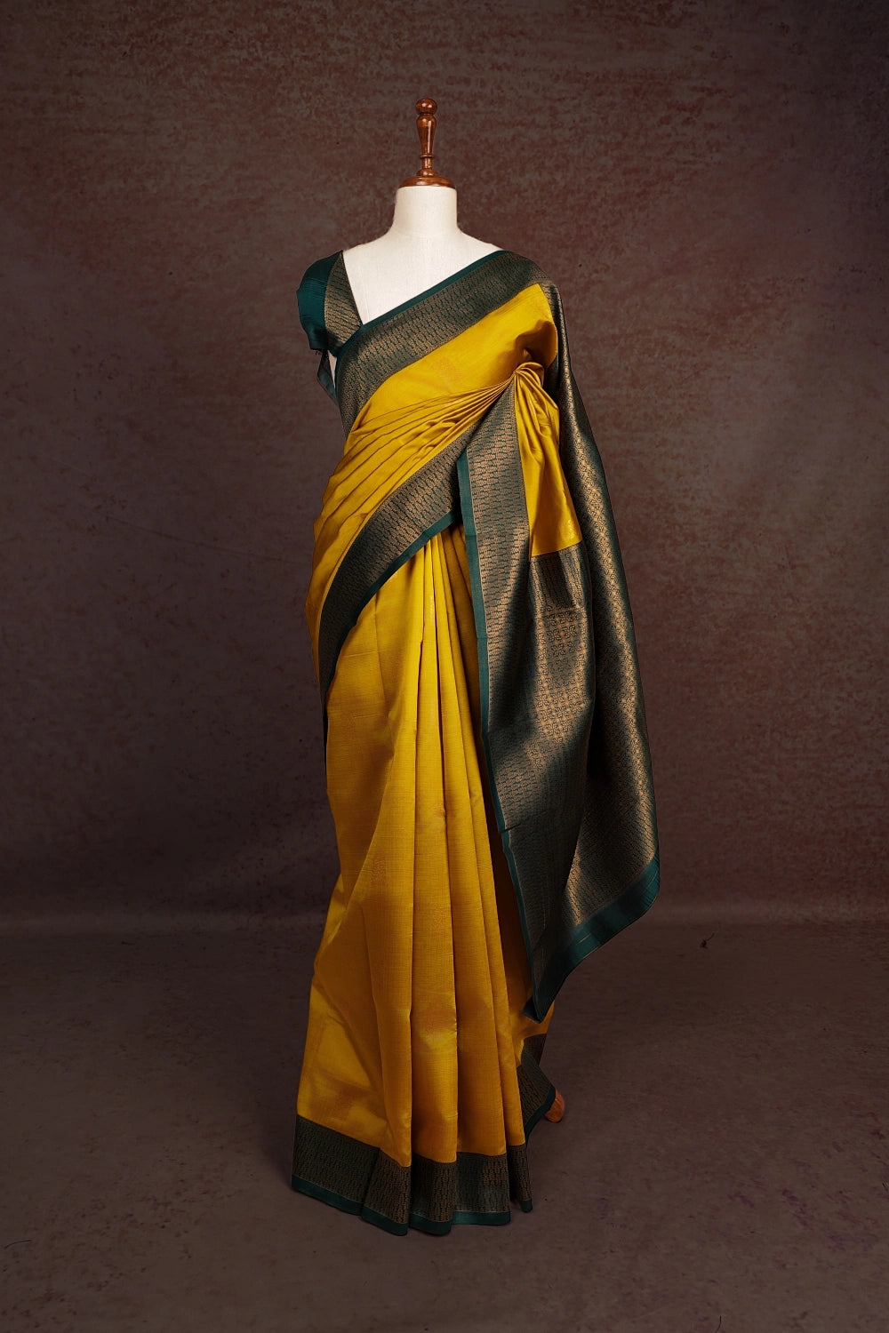 Mustard Yellow Semi Silk Saree