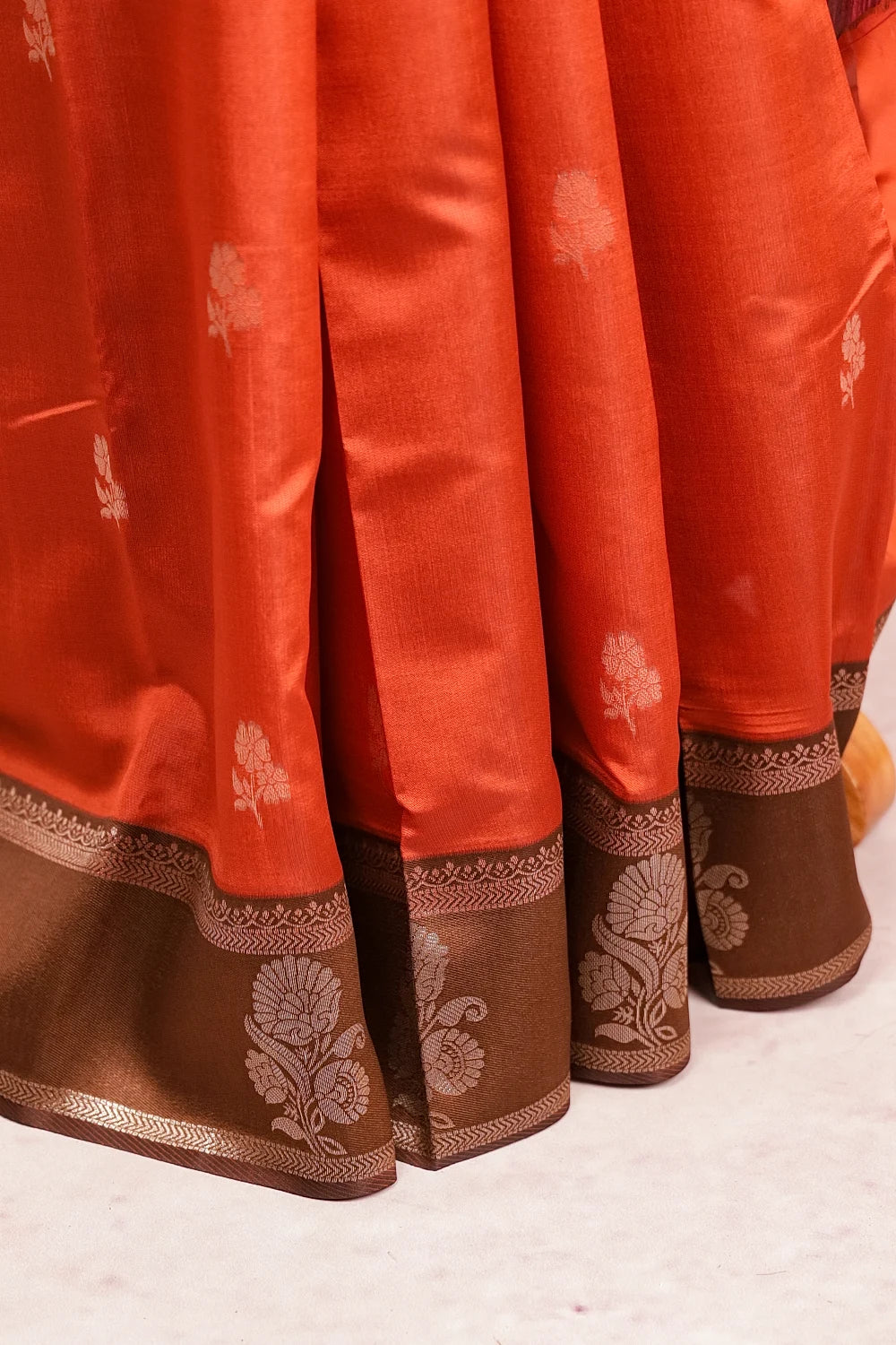 Rust Orange Semi Silk Saree