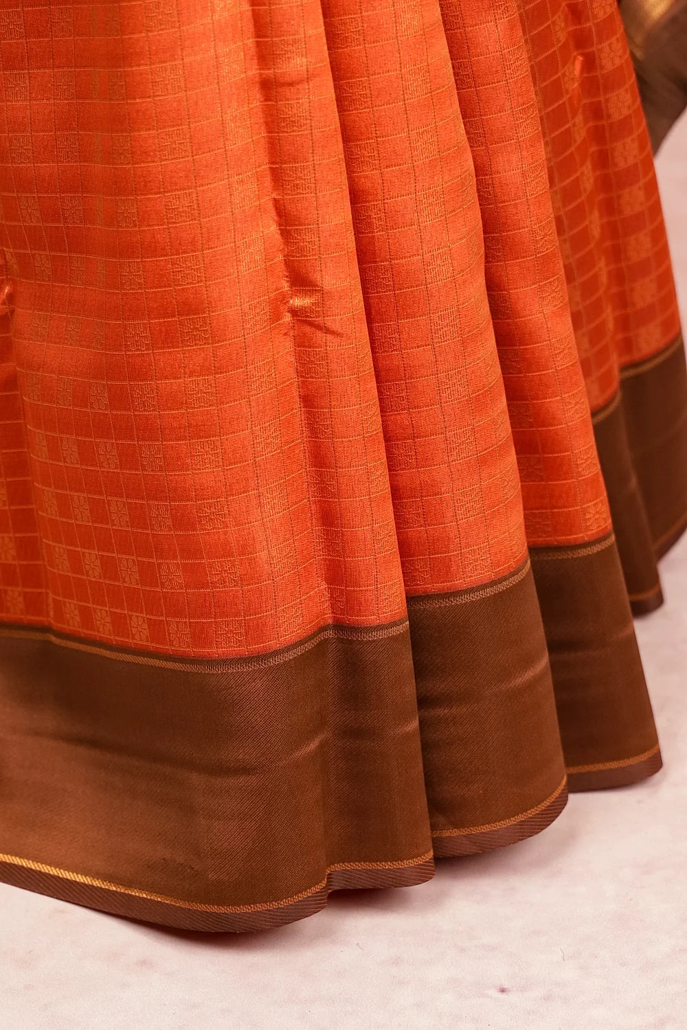 Rust Orange Semi Silk Saree