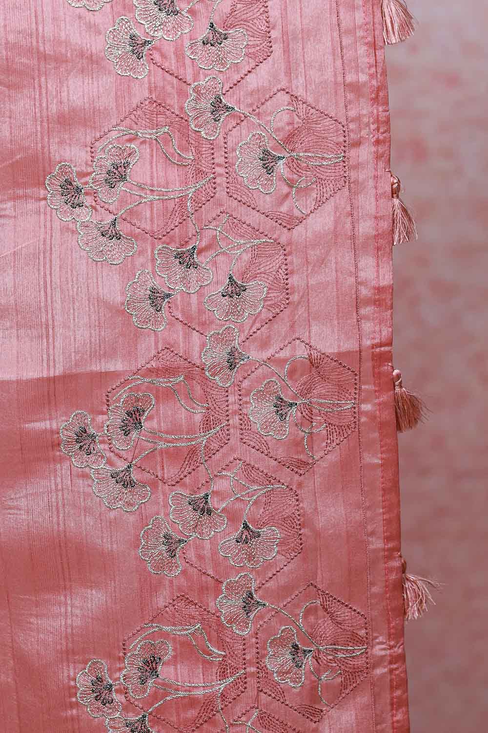 Onion Pink Semi Tussar Saree
