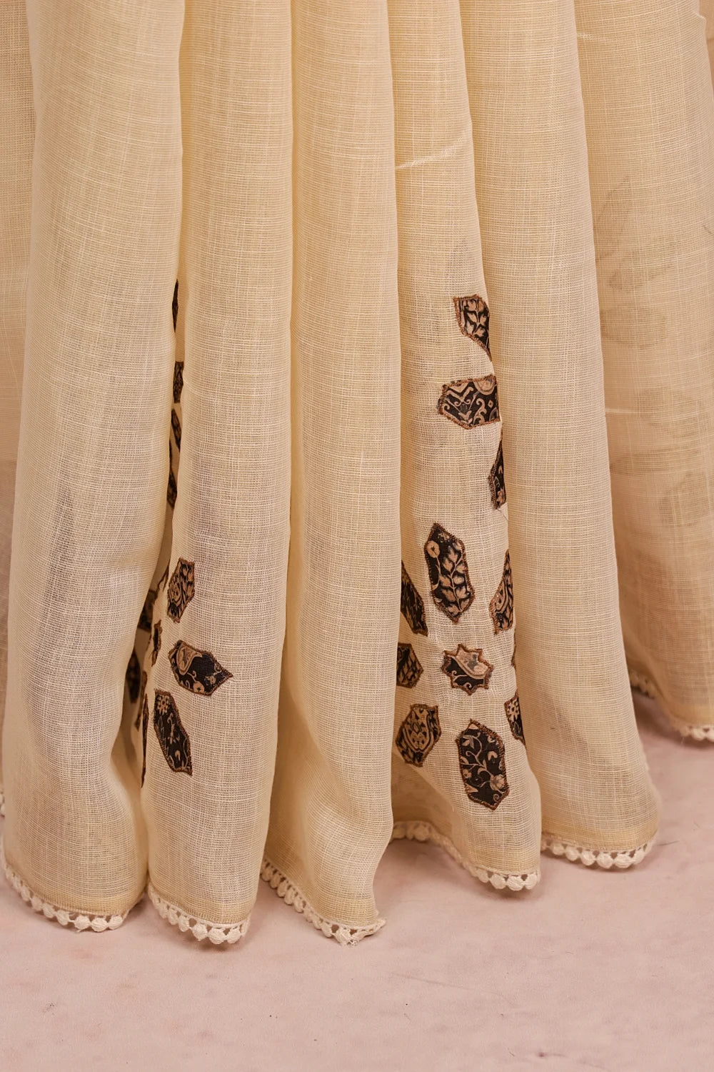 Cream Linen Saree