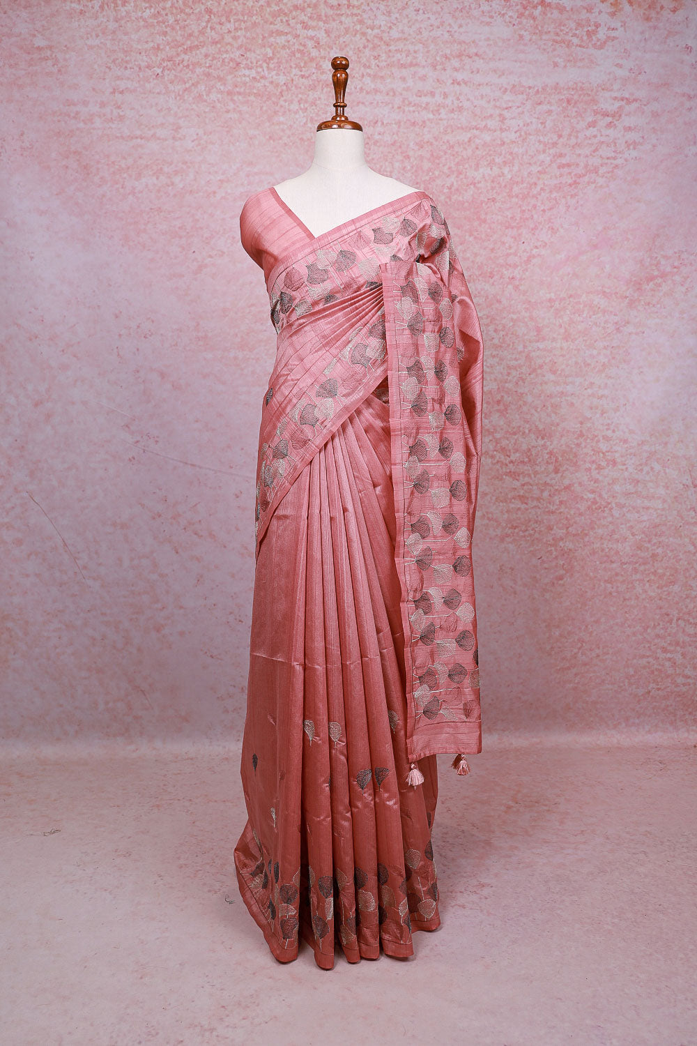 Onion Pink Semi Tussar Saree
