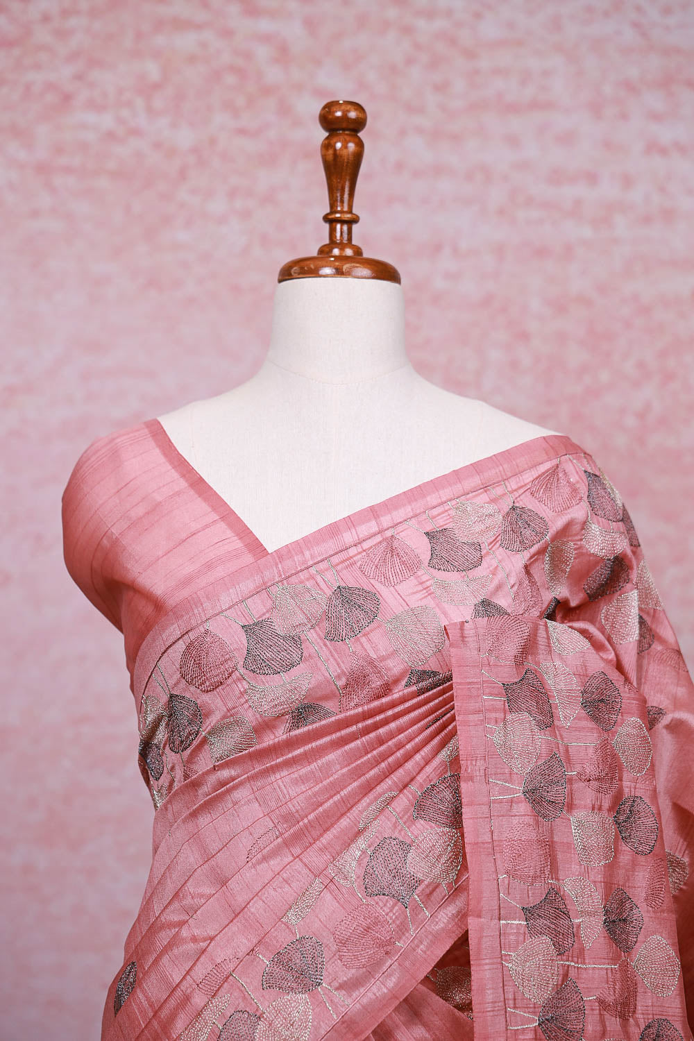 Onion Pink Semi Tussar Saree
