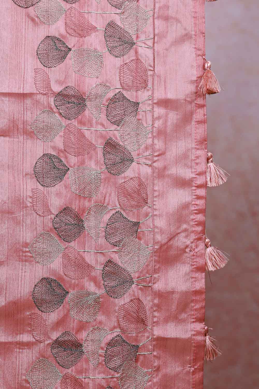 Onion Pink Semi Tussar Saree